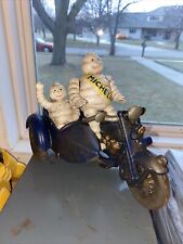 Michelin Tire Men Motorcycle Sidecar Triumph Indian Collector Cast Iron Patina picture