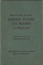 1941 HOW TO MAKEOUT YOUR FEDERAL INCOME TAX RETURN BOOK  BANK OF PITTSBURGH picture