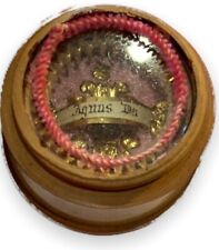 Antique Reliquary Paperolles Agnus Dei Wooden Box Relics Glass Rare Old 19th picture