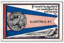1914 It Would Be Choyful Ellicottville New York NY Dutch Kids Pennant Postcard picture