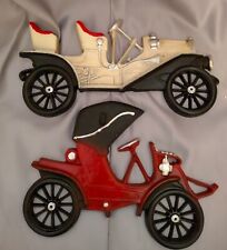 Cast Metal Wall Pair Hangings Art Antique Car Made in USA picture