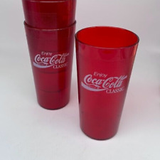 COCA COLA RUBY RED TEXTURED PLASTIC TUMBLERS 2000P (Set of 5) picture