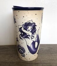 STARBUCKS 2016-Blue Mermaid Siren Tattoo Anchor Ceramic Travel Mug Coffee Cup picture