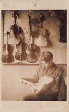 RPPC Master Craftsman Violin Maker Luthier Occupation Man Photo Postcard D22 picture