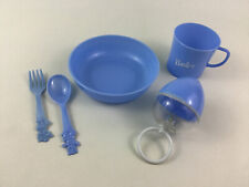 Childs Plate Dish Set Arvin Kitchenware 5pc Lot USA Vintage 1960s Baby Blue  picture