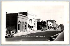 Arthur Illinois~Post Office~Frigidaire Appliances~Sweet Shop~1947 Dhevy~RPPC picture