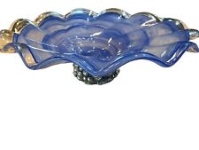 Venetian Mutant Hand Blown Blue Glass With Silver Stand Beautiful Piece Estate C picture