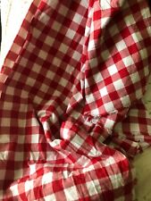 Vintage French Medium Red and White Cafe Check Cotton Fabric UNUSED 9 x 4 ft picture