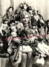 Vintage Old 1920's Photo reprint Woman Sitting with Dozens of DOLLS Funny Faces picture