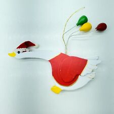 Unique Vintage Flying Goose Santa Claus Christmas Ornament Hand Painted Taiwan picture