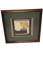 Vintage Quilt Square Straw Hat Baby Framed Wall Art Hanging ￼farmhouse picture