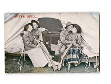 Antique Postcard 1910s After Drill Soldiers Lovers Tent Scene picture