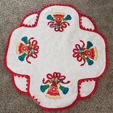 Rare Completed Vintage 1970s Bucilla Christmas Bells Tree Skirt 2106 Table Cover picture