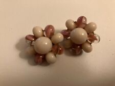 VINTAGE ESTATE two tone cluster bead clip on earrings picture
