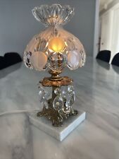 Vtg Frosted Glass table Lamp.. Marble base.. Glass prisms picture
