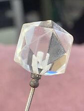 Antique￼ Hat Pin  faceted Clear glass Crystal  top Extra long 9” picture