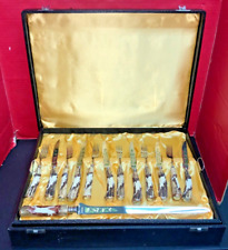 Vintage Anton Wingen Jr Solingen Germany Carved Stag Handle Cutlery Set - Lot 18 picture