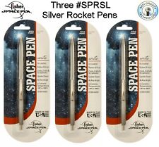Three (3) Fisher Space Pen #SR80SL / Silver Rocket Pens with Silver Ink picture
