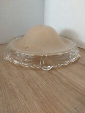 Vintage Art Deco 10” Glass Ceiling Light Fixture 3-Chain Style Clear Pink Beige picture