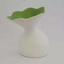 Sagaform  of Sweden Lily Vase White Matte Stoneware Green Internal Glossy Accent picture