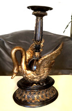 *REDUCED* Large Swan Candle Holder Centerpiece Hollywood Golden Art Deco Pillar picture