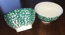 VTG ROMA INC ITALY LOT OF 2 SPONGEWARE FOOTED 5-1/2” SPONGED GREEN OUTSIDE EUC picture