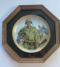 John Wayne Collector Plate Symbol Of America Fighting Forces Wooden Glass Case picture