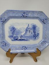 W. Adams & Sons Ironstone Platter Columbia Blue & White Transferware Mid 1800s  picture