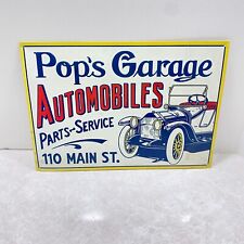 1991 METAL AAA SIGN Co. - POP'S GARAGE AUTOMOBILES PARTS & SERVICE MAIN STREET picture