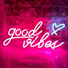 KAEGORT Good Vibes Neon Signs for Wall Decor, Pink Neon Lights Sign with Hear... picture