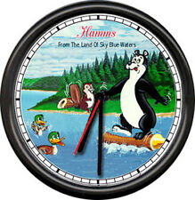 Hamm's Hamms Costume Beer Bear On A Log Beavers Refresing Bar Sign Wall Clock picture