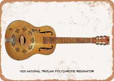 Guitar Art - 1929 National Resonator Pencil Drawing - Rusty Look Metal Sign picture