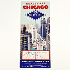VINTAGE 1957 CHICAGO GRAY LINE BUS TOUR FARE SCHEDULE AND SIGHTSEEING GUIDE picture