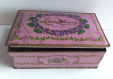 Vintage 1920 Canco Louis Sherry New York Pink Purple Floral 1/2lb Chocolate Tin  picture