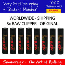 8x RAW CLIPPER Classic Full Size Flint Lighter Refillable RAW BLACK picture