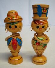 Vtg Kitschy Japanese Creative Koheshi Woman & Man w/Rattle Rings Floral picture