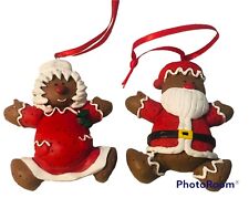 Vintage House of Lloyd Gingerbread Mr & Mrs Claus Christmas Ornaments 1996 picture