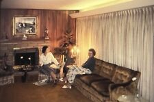 Vintage Photo Slide 1974 Women Reading Drinking Wine Living Room picture