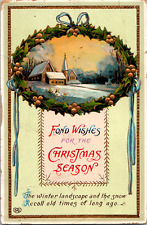 Vintage 1915 Fond Wishes For Christmas Season Glossy Postcard Charles City IA picture