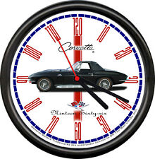 Licensed 1966 Corvette Vintage Black Convertible General Motors Sign Wall Clock picture