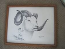 James P. Townsend Big Horn Sheep Drawing Print Signed 10 1985 Vintage picture