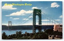 1950s NEW YORK GEORGE WASHINGTON BRIDGE HUDSON RIVER NJ TURNPIKE POSTCARD P93 picture