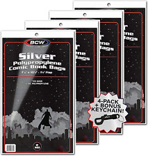 BCW Comic Bags 4-Pack, Silver 7 18 X10 12 + 1 12 Flap 2 Mil Polypropylene (400 C picture