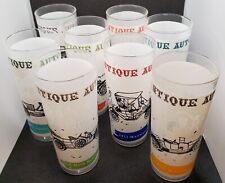 Vintage Antique Autos Glasses Set Of 8 All Different Anchor Hocking Brand  picture
