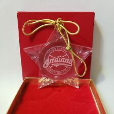 Vintage 1990's Cleveland Indians Etched Glass Star Ornament MLB No Box MINT X023 picture