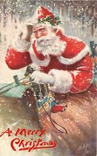 Tuck Christmas Postcard C1063 Red Robe Santa Drives in Snowstorm picture