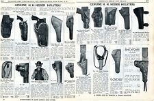 1939 2pg Print Ad of Genuine HH Heiser Revolver & Pistol Leather Holsters picture