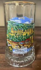 Vintage Fiye Italy Heidelberg Seidelberg Glass Gold Trim German Beer Mug Stein picture