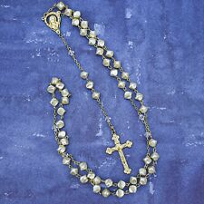 Vintage Goldtone Faux Pearls Rosary Made In Italy picture