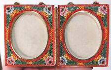 Antique Italian Micromosaic Dual Picture Frame Floral Red Beautiful picture